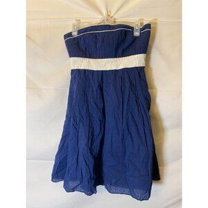 MY MICHELLE‎ Y2K party indie  SIZE 13 NAVY WHITE STRAPLESS DRESS FIT FLARE Large